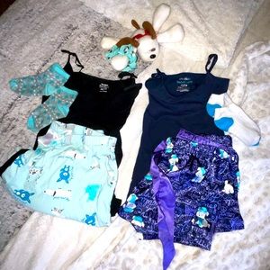 Puppy 8pc PJ set blue black navy purple silk shorts cami tops kids XS